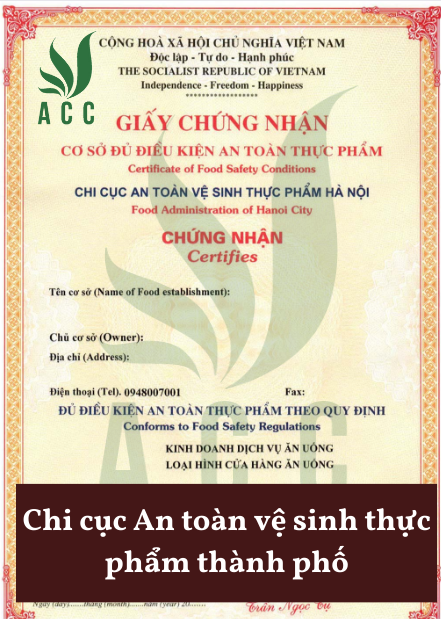 Chi cục An toàn vệ sinh thực phẩm thành phố